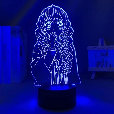 Anime Lampe Nattlys LED Lys Demon Slayer Mitsuri Kanroji Lampe 3D for Barnerom Innredning Belysning (16 Farger med Fjernkontroll)