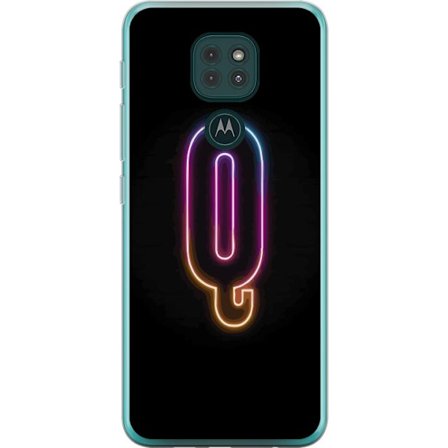 Kompatibelt Mobildeksel til Motorola Motorola Moto G9 Play Minimalistisk neonbokstav Q i skinnende farger mot mørk bakgrunn