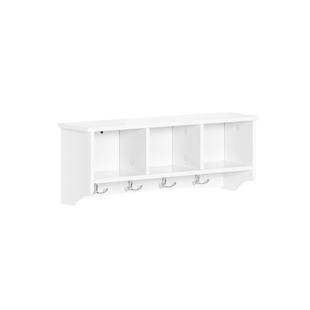 SoBuy Vægmonteret knagerække med 1 hylde i hvid 61x15x23cm, moderne FRG48-W