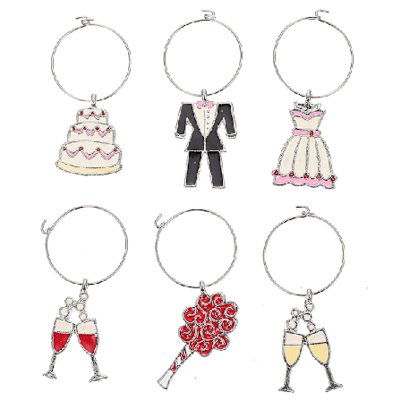 6 stk. Bordpynt til Spisestue Vinglas Charm Tags Legering Glas Identifikator Martinis Kop Markører