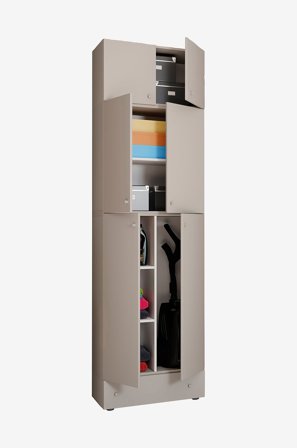 VCM - Vcm Rengøringsskab Lona Xxl hængslede døre - med tilbehør og skuffe - Grå - Skabe - Fra Homeroom