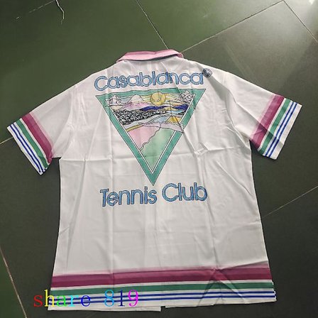 Färgglada Stripe Mountain Stadium Print Casablanca Tennis Club Shorts Skjorta Set Sommar Män Kvinnor Hip Hop Hawaii Beach Suit