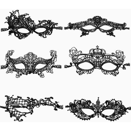 Venetiansk maske, 6 stk. Maskeradeballmaske Blondermaske Venetiansk Maskerademaske Sexy blondermaske til aften aftenbal ballet