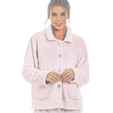Dam Supersoft ljusrosa knapp fram print sängjacka 22-24