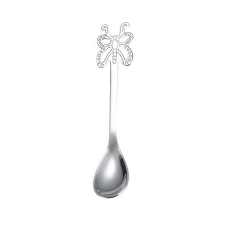 Flerfärgad rostfri fjäril kaffesked frukt kall dryck glass dessert tesked, färg: silver