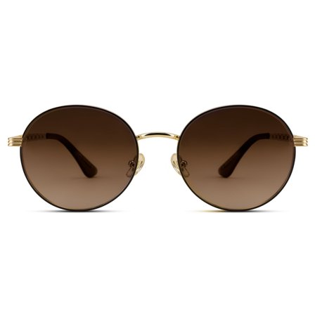 Occasus | Round Gold-tone and Brown Polarised Sunglasses for Men - Polarised sunglasses