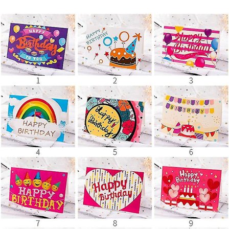 10 stk Gratulerer med dagen-kort Fargerike gratulasjonskort Gave til barns bursdagsfest