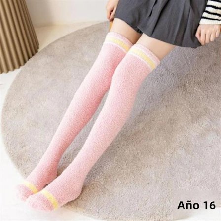 A16-Coral Fleece Benvarmere til Vinter Tykke Knæhøje Strømper til Kvinder