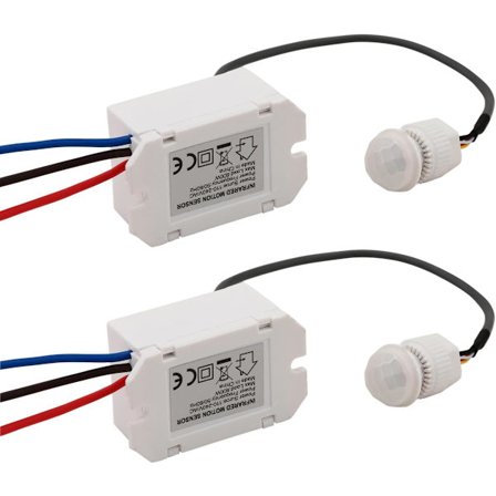 2 stk. infrarød sensor kontakt, integreret bevægelsesdetektor 220V, 8m 360° detekteringsområde