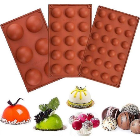 Bakform Halvsfär 3 Delar Rund Silikonform Pralinform Boll Flexibel Choklad