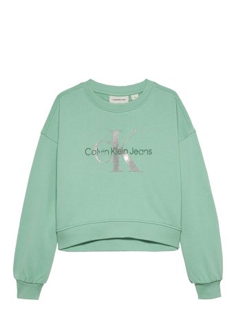 Calvin Klein Glitter Monologo Cn Sweatshirt - Green - 140