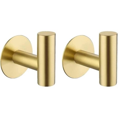 2 kpl Messinki Kylpyhuone Pyyhekoukku Itsekiinnittyvä, Kiinnitä Metallisiin Vaatekoukkuihin Aamutakki Koukku SUS 304 Ruostumaton Teräs (Kulta)