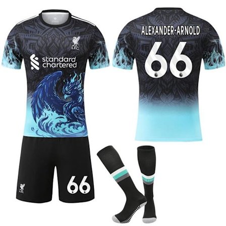 2025-2026 Liverpool Special Anniversary Edition Blå Fotbollströja med Strumpor No.66 Alexander-Arnold XS