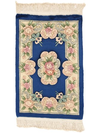 Tapis Chinois 90 Line 60X90 Beige/Bleu Foncé (Laine, Chine)