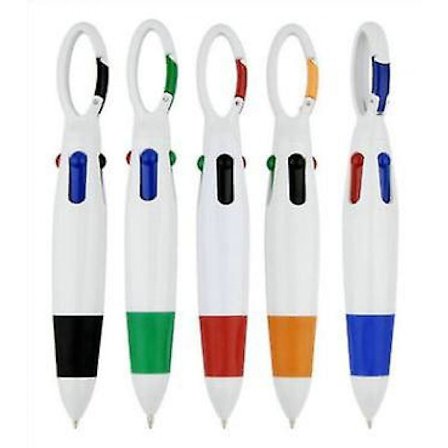 Pakke med 10 Mini 4-i-1 Multifarvede Blæk Kuglepenne med nøglering