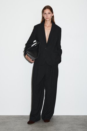 COS Women's Blazer In Misto Lana in Nero