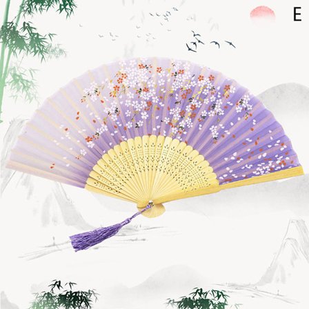 Vintage Style Folding Fan bambus håndventilator Wooden Shank Classic