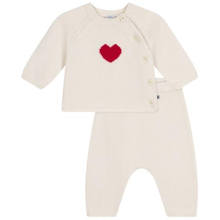 Knitted Set With Cardigan And Pants Cream