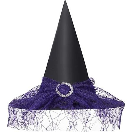 (Lilla) 1 stk. heksehat til kvinder, voksen heks vampyr Halloween kostume tilbehør, sammenklappelig heksehat, Hal