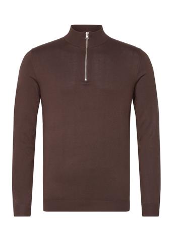 Onswyler Life Ls Half Zip Knit Knitwear Half Zip Pullover Brun ONLY & SONS*Betinget Tilbud