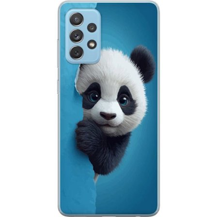 Kompatibelt Mobilskal till Samsung Samsung Galaxy A52 5G Söt panda som tittar fram genom papper i mjuk 3D-illustration