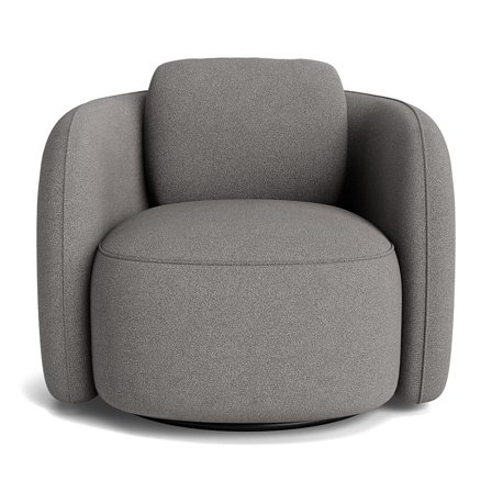 Lana Sessel, Drehfunktion in Loop Grau, moderner runder Loungesessel mit hochwertiger Polsterung und 360 Grad Drehbarkeit, Breite 81cm.