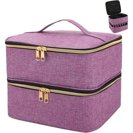 Nagellacksorganisatör (Lila), Nagellacksförvaring rymmer 30 flaskor (0,5 fl.oz) Nagellampa Nagellacksreseväska