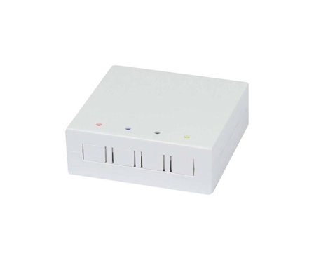 SYNERGY FTTH Wandgehäuse, für 4 Kupplungen SC-S oder LC-D 80x80 mit Kabelführung, DIN-Rail/Wand, Crimp, Synergy 21