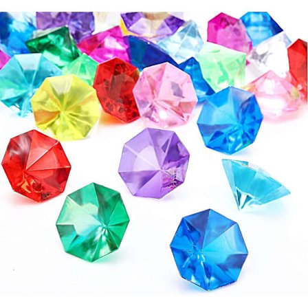 Akryldiamantjuveler Piratjuveler Set Skattjuveler Kista Jakt Party Favörer, 25 Karat Flerfärgade Akryl Stora Juveler (Färgblandning, 30 stycken)