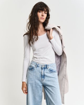 GANT - Longsleeve med scoop-neck til dame white