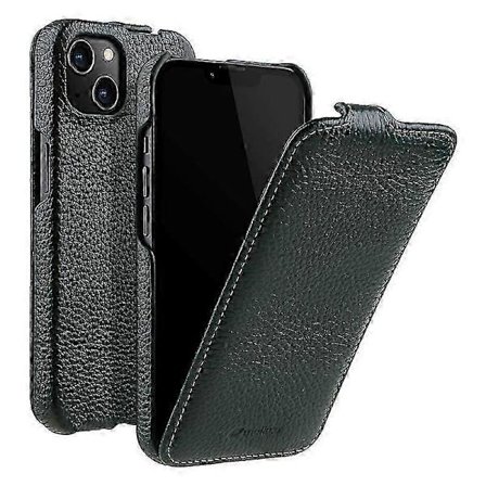 MELKCO Kompatibel med iPhone 13 mini Äkta Läder+PC Telefonfodral Vertikalt Flip Skyddande Fodral