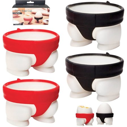 Egg Cup, 4-delt Egg Cup Silica Gel Egg Cup Sumo Egg Cup Set Barne Egg Cup, 6 * 5,5 * 4 cm, Egnet for Hjem og Restaurant Pakke Hardkokt
