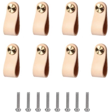 Læderhåndtag 8 Stykker Lædermøbelhåndtag Skabshåndtag Til Udsøgte Møbeldekorationstilbehør Med Skruer