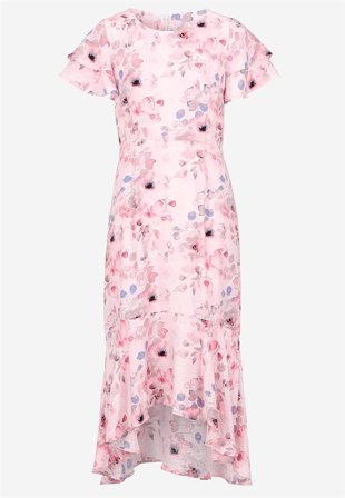 Cellbes of Sweden - Flæsekjole med sommerfugleærmer i rosa / blomstret til damer i størrelse 58/60