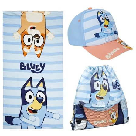 Bluey 3-Piece Set – Cap, Towel and Gym Bag for Kids