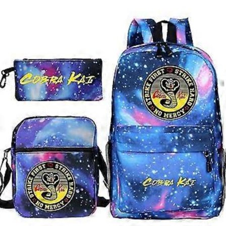 3-delt sæt Cobra Kai Rygsæk Børneskoletasker Casual Rygsække Trykte Rygsække til Teenagere Piger Drenge Rejserygsække (20)