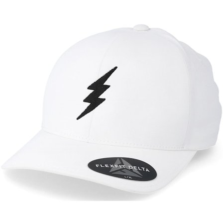 Rave - Bolt White/Black Delta Flexfit Flexfit White Cap - @ Hatstore