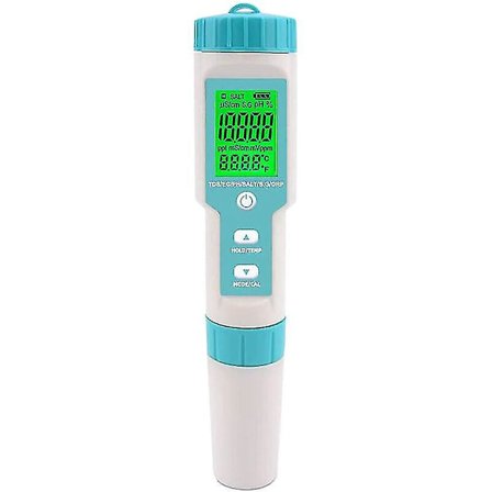 ORAPXI Pool Salinity Tester 5 in 1 Digital Saltwater pH ja suolapitoisuuden mittari Pool pH ja suolapitoisuuden testilahja perheelle / ystävälle ssxj