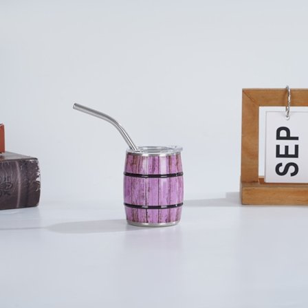 Customizable Mini Stainless Steel Beer Mug with Straw - Portable Drink Container