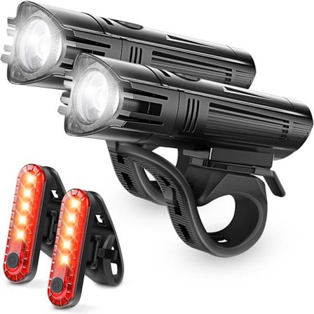 Erittäin kirkas polkupyörän valosarja, ladattava etuvalo ja takavalo, 4 valaistustilaa maasto- ja maantiepyöräilyyn