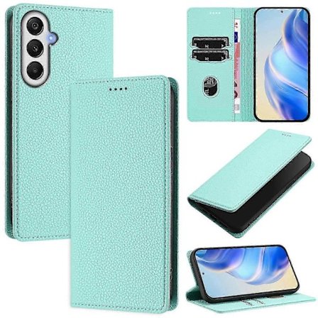 Galaxy A16 4G/5G Pung Etui med RFID-blokering & Læder Etui med Litchi-tekstur [DB] Multicolor Mint Green