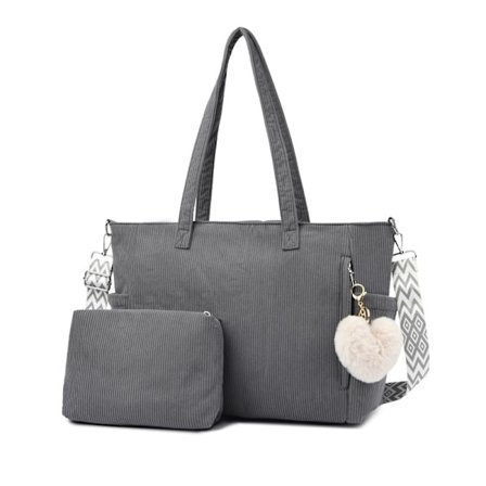 Damehåndtaske, Corduroy shopper taske, stor skoletaske