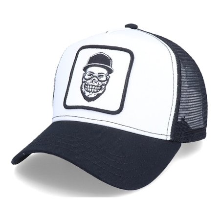 Iconic - White trucker Caps - Skull Bandana Gangsta Patch White/Black Trucker @ Hatstore