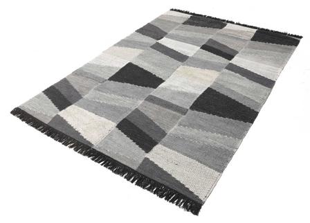 Viola 160X230 Grey/Black Geometric Wool Rug