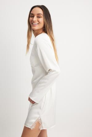 NA-KD Robe courte asymétrique en dentelle - Robes de fête - Blanc - EU 40