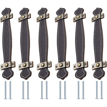 6 st läderhandtag läder skåp handtag läder dörrhandtag läder lådhandtag skåp handtag för köksskåp och dörr svart