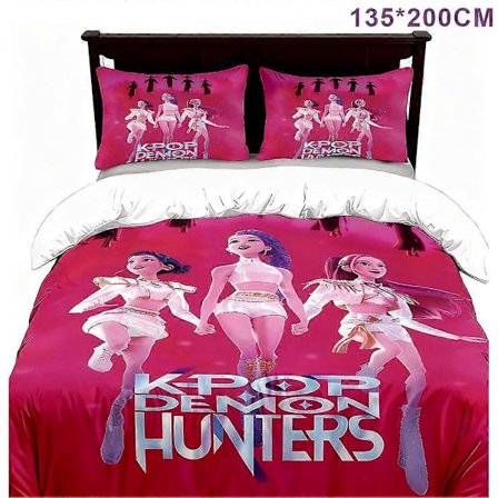 K Pop Demon Hunters 3D Sengesæt Mikrofiber Åndbart Dynebetræk Pudebetræk - 135*200cm