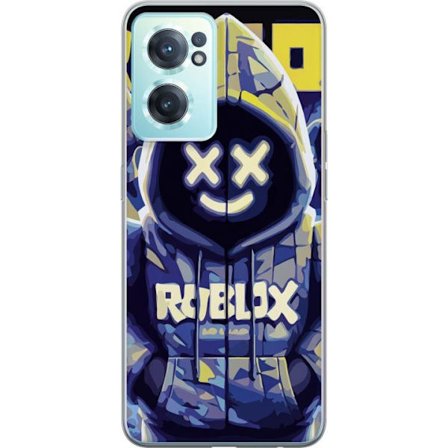 Kompatibelt Mobildeksel til OnePlus OnePlus Nord CE 2 5G Blågul Roblox hettegenserfigur med minimalistisk neonstil og masket ansikt, moderne spillill