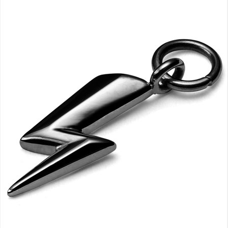 Colgante de rayo de acero negro para hombres - Pendientes de aro con colgante