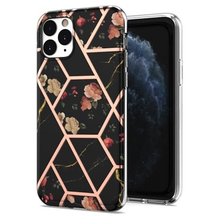 Marble design iPhone 11 Pro cover - Sorte Blomster